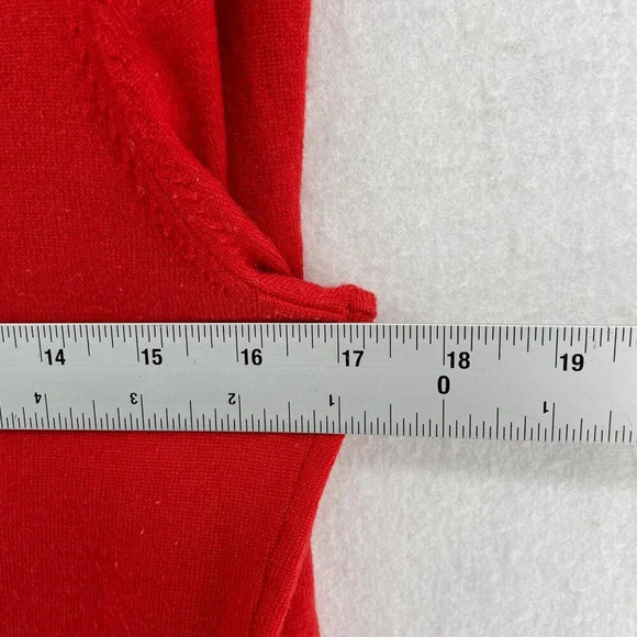 Banana Republic Merino Wool Sweater Women S Red V-Neck Slim Fit Stretch Pullover - Picture 3 of 9